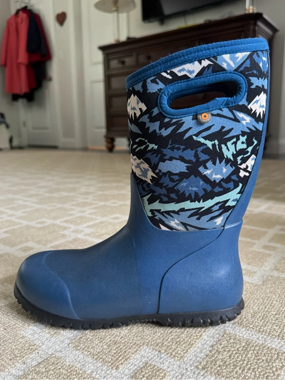 BOGS York Waterproof Insulated Winter Snow Boots Blue Mountain Print Kids Size 5